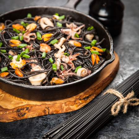 Kalamar Balığı Mürekkepli Spaghetti - Balık ve Limon Çeşnili - 500 gr